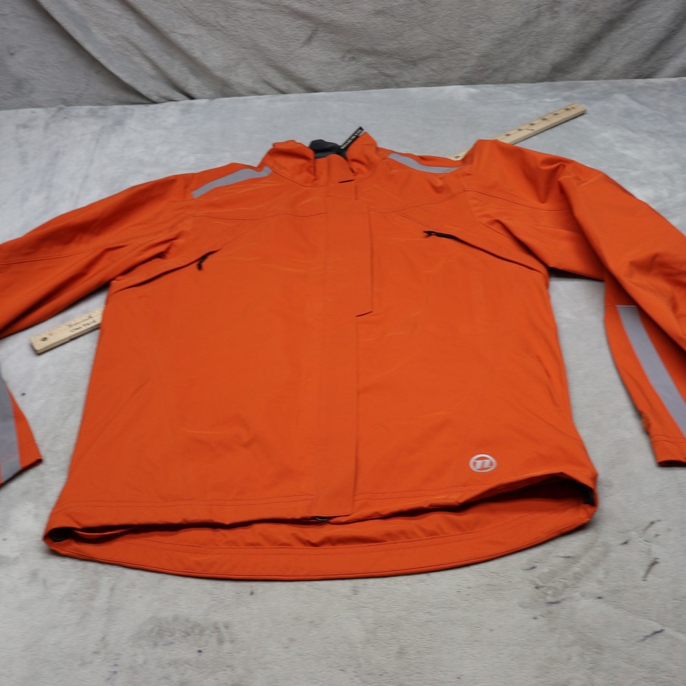 Novara Cycling Jacket Mens Medium Orange Reflective Hi-Vis Full Zip Waterproof